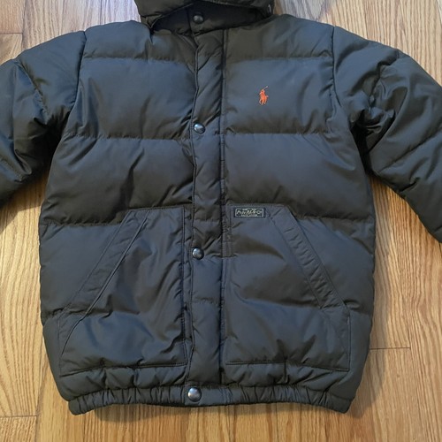 Polo Ralph Lauren Down Hooded Puffer Jacket Coat Youth Boys Size 6 - Olive Green - Picture 2 of 7