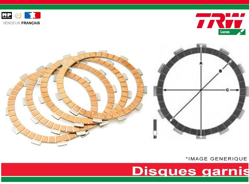 Jeu 7 disques garnis d'embrayage HONDA XR 650 L RD062 transmission moto 1993 1994 1995 1996