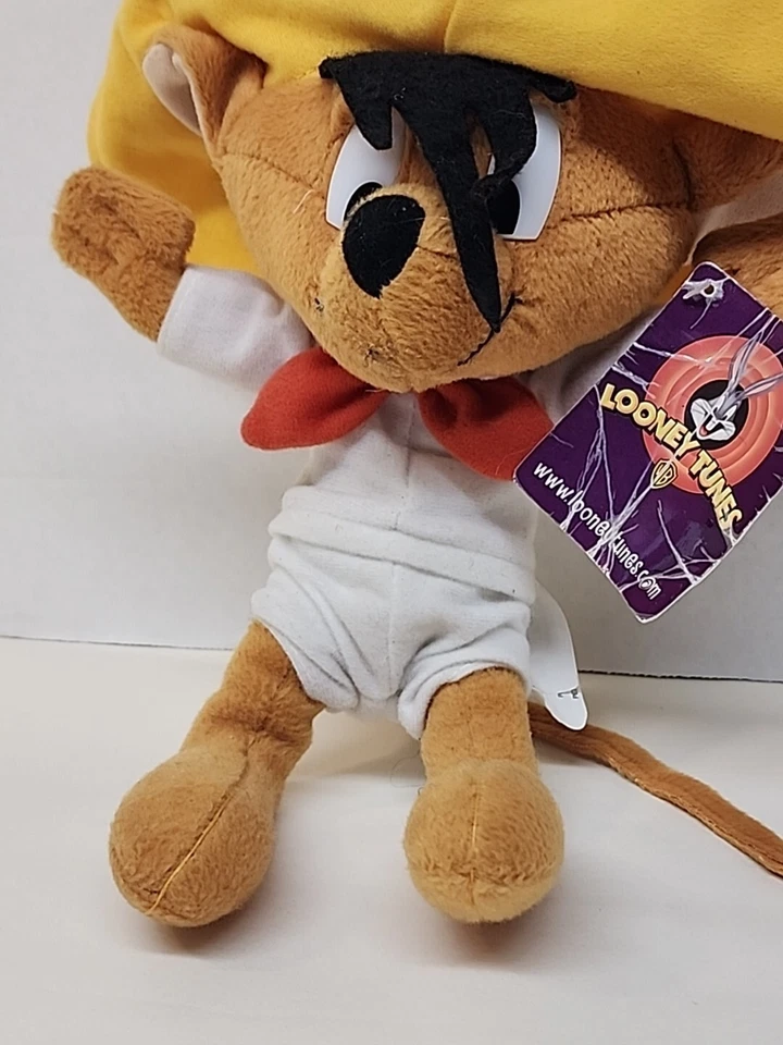 "Ratón hispano mexicano de peluche Looney Tunes Speedy Gonzales 11"" relleno años 90 con etiqueta" Foto 3 de 4