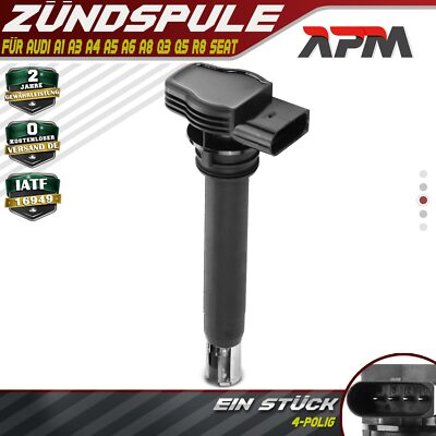 1x Zündspule Zündmodul für Audi A1 A3 A4 A5 A6 A8 Q3 Q5 R8 TT Seat Altea Exeo 