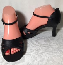 New So Danca REMY Black Leather 2.5  Heel Open Toe Ballroom Shoes 10