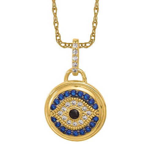 925 Sterling Silver Gold Black CZ Crystals Hamsa Blue Necklace - Picture 2 of 12