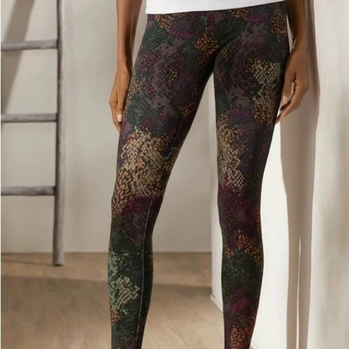 Soft Surroundings Legging Women M Purple Green Animal Print Colorful Boho Hippie