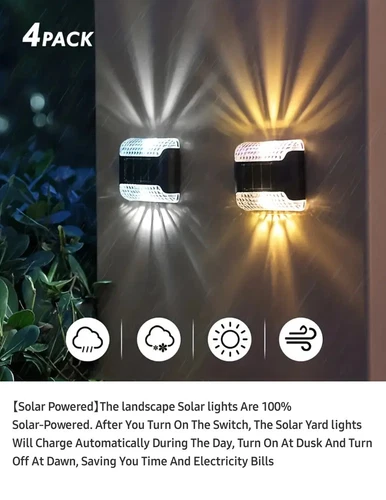 4 Solar LED Double Sided Lights Outdoor Garden Deck  Fence Lamps Clear White 