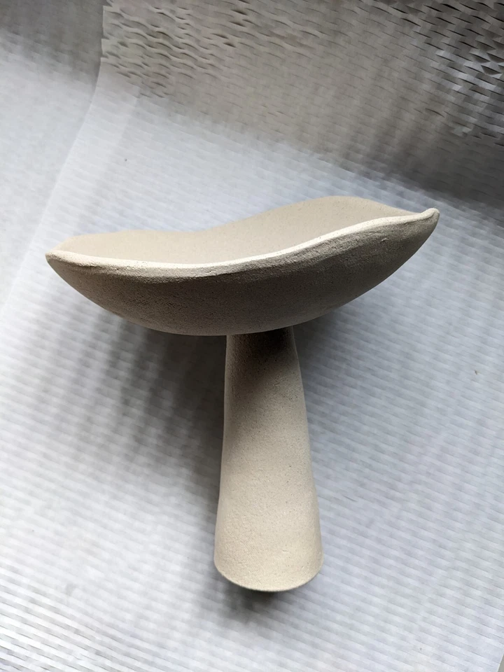 Handmade Sculptural Pedestal Bowl–Organic Modern Clay Decor–Minimalist Art Obj - Image 3 of 3