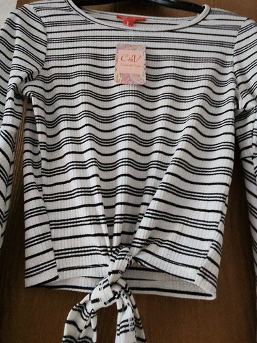 Chelsea & Violet (Dillards) Neu mit Etikett schwarz & weiß gestreifte leichte Bluse - Small - Bild 4 von 7