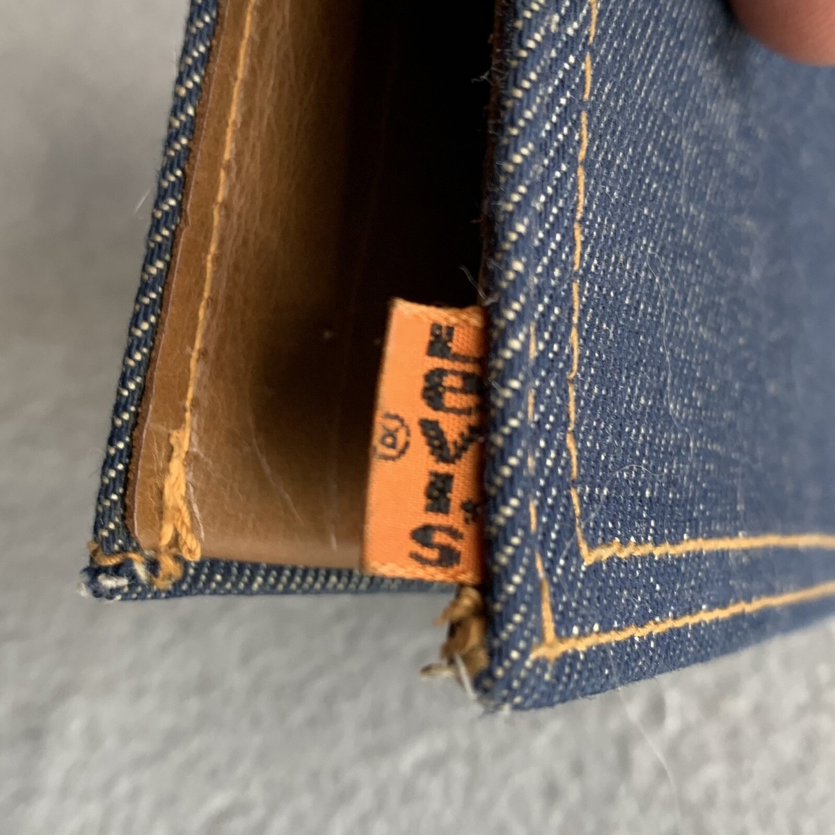 Vintage Levi's Orange Tab bifold leather / Denim wallet Rare