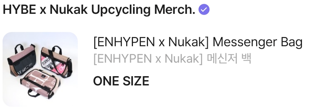 NEW HYBE X Nukak Upcycling MERCH ENHYPEN Messenger BAG 🔥 Sealed