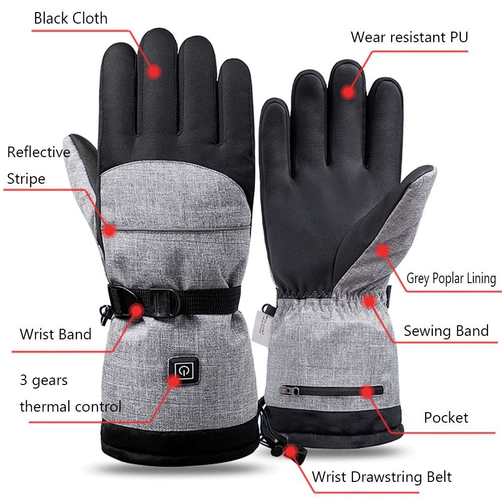 Cycling Outdoor 3 Level Ski Gloves Heated Gloves Electric Thermal