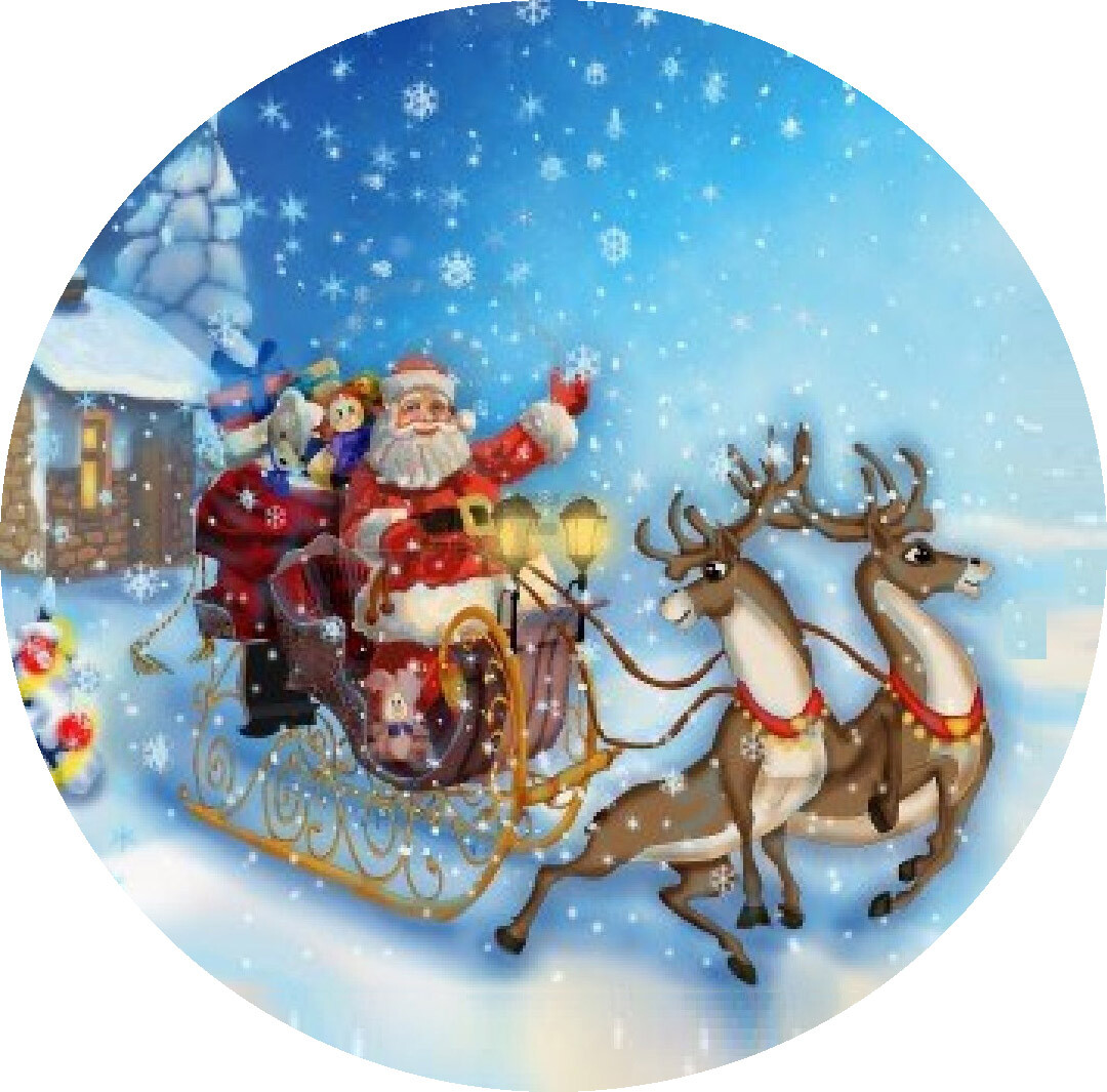 Decorazione per torta natalizia con Babbo Natale in slitta vintage e