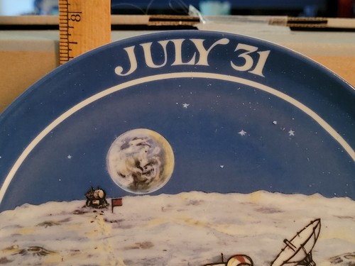 Vintage Commemorative Plate APOLLO XV JULY 31 1971 1st Vehicular Travel On Moon - Bild 5 von 7