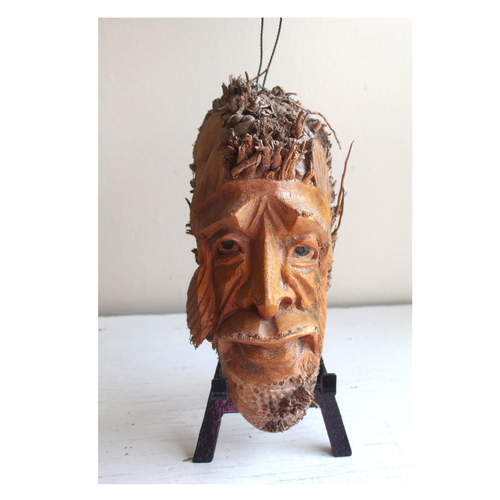 Mojo Wurzel beschwören Mann rohe Kante handgeschnitzt Holz Gesicht Skulptur Volk Wandkunst - Bild 6 von 7