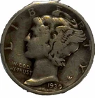 1939 P  FS-101 Mercury Dime circulated 90% Silver  VF - XF