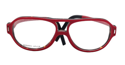 Minima Junior Eyeglasses Frames Kids Hybrid-1 CJ10 Red, Double Bridge Children
