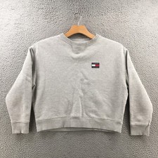 Tommy Jeans Sweatshirt Womens Small Solid Gray Crew Neck Long Sleeves Pullover