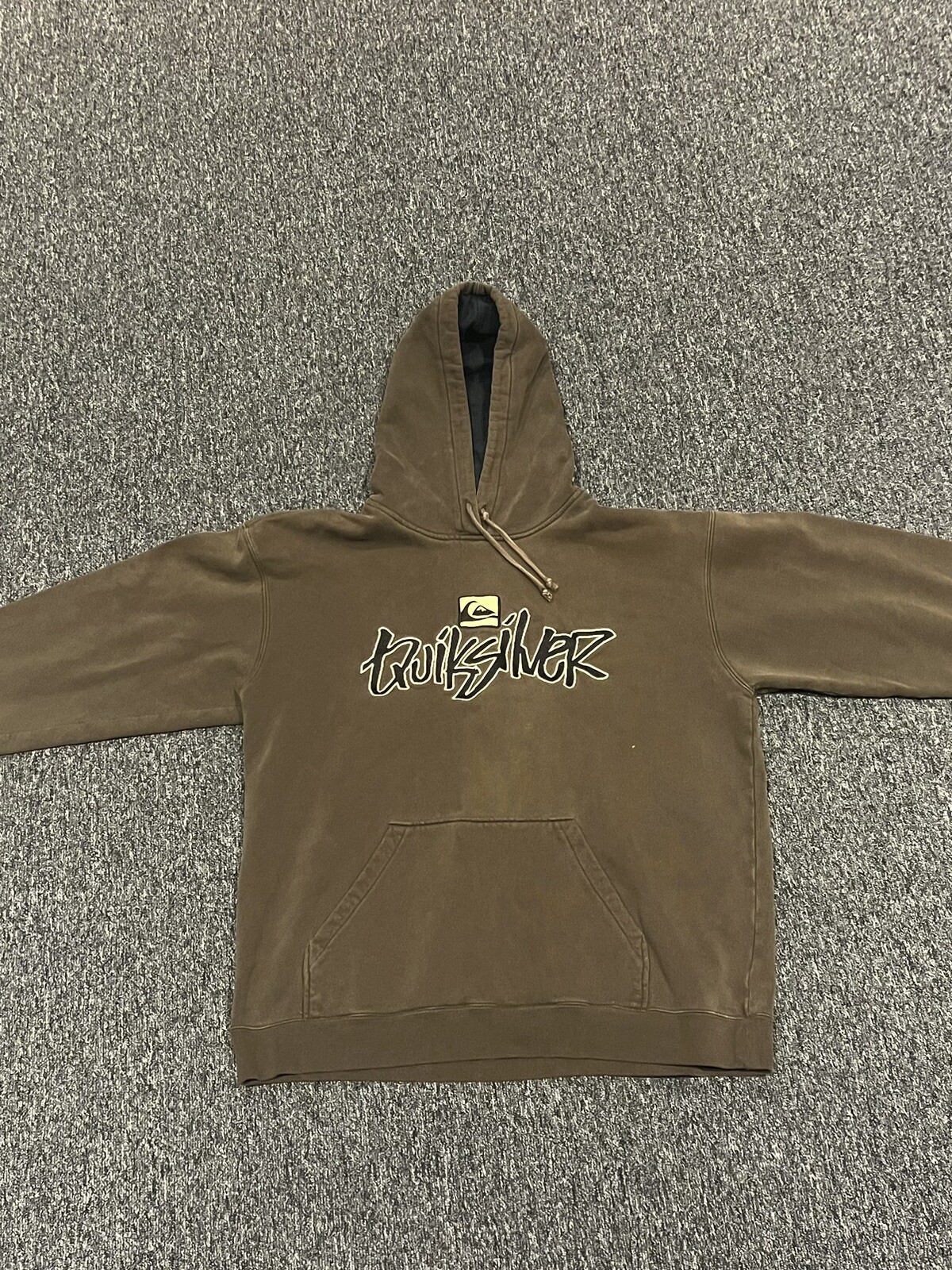 Vintage Brown Embroidered Quicksilver Hoodie Size Medium