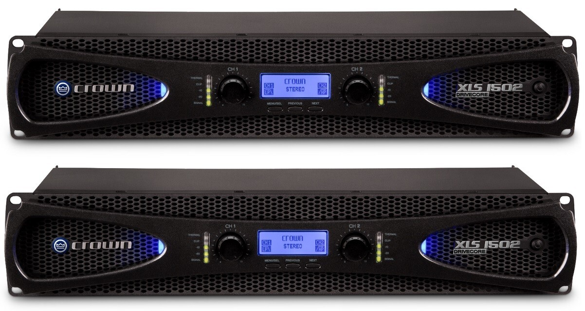 2x Двухканальный стереоусилитель Crown Audio XLS 1502 мощностью 525 Вт при 4 Ом