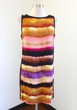 Ann Taylor Womens Orange Pink Ombre Striped Sleeveless Shift Dress Size 4 Black