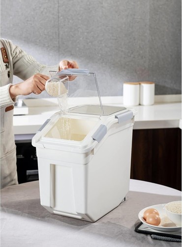 33L/50lb Rice Storage Container w/Measuring Cup BPA free For Rice Grain Pet Food - Picture 5 of 8