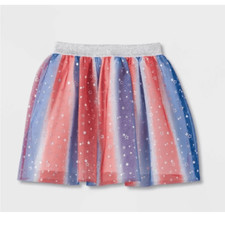 Cat  Jack Size Medium 7/8 Tutu Red White Blue Stars Skirt Fourth Of July
