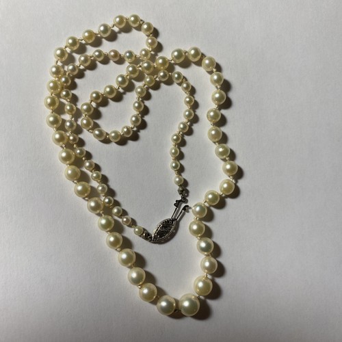 Necklace Akoya Japanese Pearl Grade AAA Graduated Pearl 3-7mm 14k White Gold - Picture 2 of 24