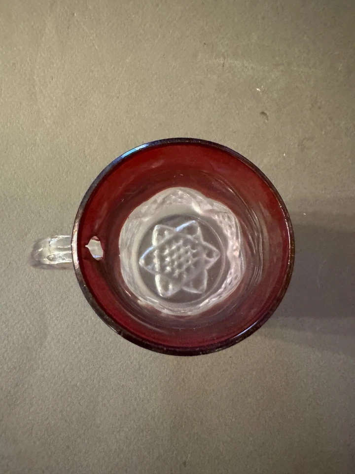 EAPG RUBY STAINED SOUVENIR ALBANY NY ETCHED ANTIQUE GLASS TEACUP TUMBLER CUP MUG - Image 4 of 4