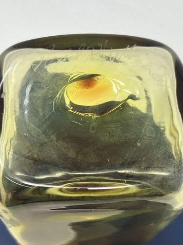 Blenko Handmade Glass 8813M Paper Bag Vase in Tangerine Signed Richard 2001 - Picture 17 of 23
