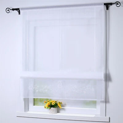 Raffrollo Küche Raffgardinen Modern Gardinen Voile Vorhang Fenstergardinen Weiß - Bild 1 von 4