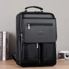 New Business Men Genuine Leather Backpack Laptop Travel Waterproof School Bag D