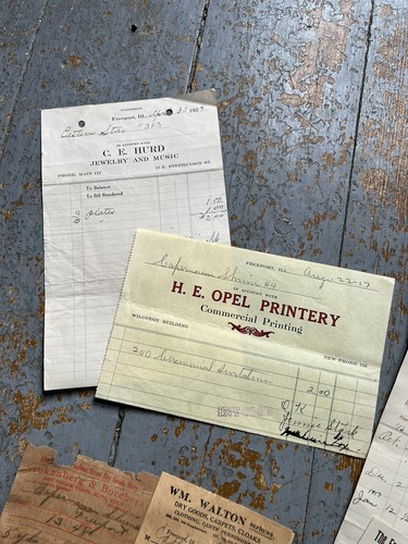 Freeport, IL Paper Ephemera Lot Hurd Jeweler Floral Wm Walton Stuk & Borch Opel - Picture 5 of 5