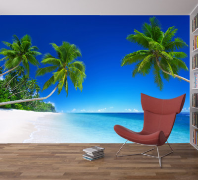 Strand Tropischer Baum Meer Blau Himmel Fototapete Wandbild Haus Schlafzimmer Deko