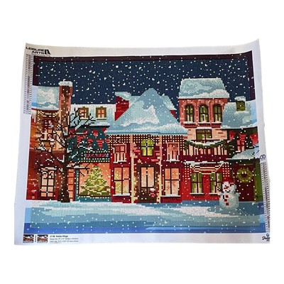 Diamond Dotz Finished Painting 20  X 16  Bead Art Holiday Village Christmas