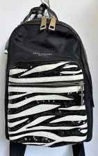 New Marc Jacobs Dove Multi Black Sequins White Leather Backpack Handbag $450