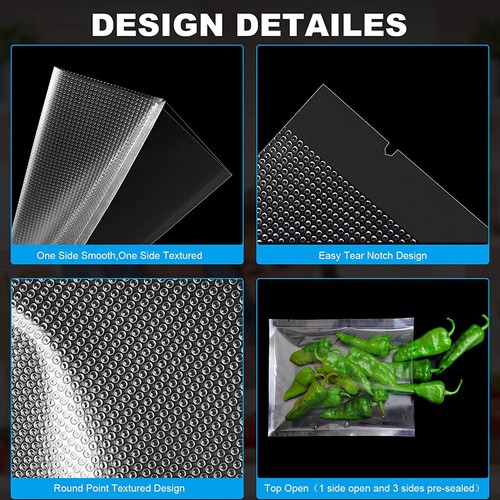 100-1000 bolsas selladoras al vacío pinta precortada 6" X 10" cuartos 8" X 12" ahorro de alimentos - Imagen 2 de 8