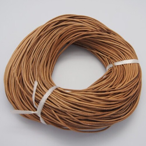 C250 - Lot de 3m de fil cordon lacet cuir beige marron Ø2mm collier bracelet - Picture 2 of 2