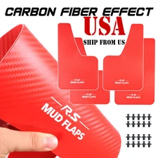 X4 RED Car Universal Rally Carbon Fiber Effect Mudguards Splash Guards Mud Flaps
