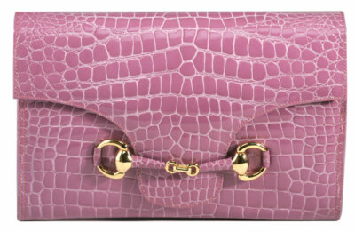 RAPHAEL JACKY Orchid Clutch Under Arm Genuine Cayman Exotic Leather Made - ITALY