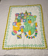Vintage Hand Stitching Baby Quilt 30"/39" That's Our baby