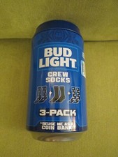 Bud Light Themed 3 Pack of Black  Blue Socks with Reusable Can, Men's Size 6-13