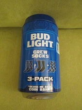 Bud Light Themed 3 Pack of Black & Blue Socks with Reusable Can, Men's Size 6-13
