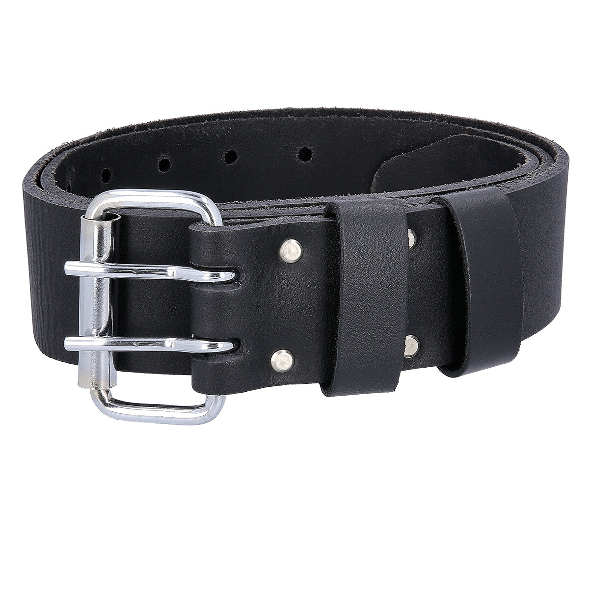 TOUGH MASTER Work Belt 2 Metal Pin Buckle, 2” Leather Heavy Duty Sticking Black - Image 2