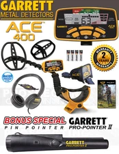 GARRETT ACE 400 Metal Detector + PRO-POINTER 2 Probe Rain Coil Cover Headphones