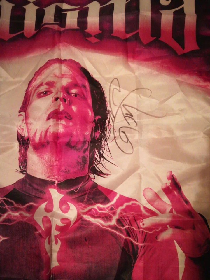 ULTRA RARE Jeff Hardy Charismatic Enigma Huge Fan Flag SIGNED IN PERSON TNA NEW - Bild 2 von 3