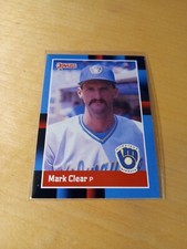 1988 DONRUSS #372 MARK CLEAR Milwaukee Brewers Baseball Card, Pitcher, RP. (VG)