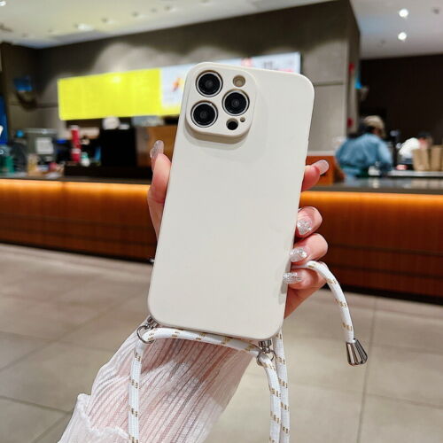 Cross Body Plain Case mit Umhängeband Band für iPhone 16 15 14 13 12 Pro Max - Bild 16 von 20