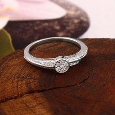 Solid 925 Sterling Silver Cubic Zircon Stone Ring Dainty Designer Stackable Ring