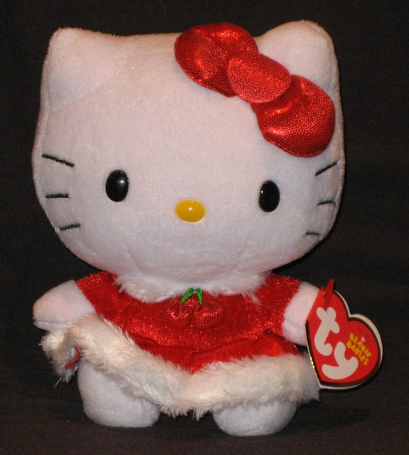 Hello Kitty 2013 Ty Beanie Babie Cat Red Christmas Dress 3up Girls
