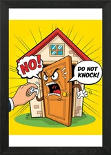 Angry Door Cartoon Illustration Framed Wall Art Poster Canvas Print Picture