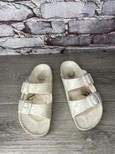Birkenstock Womens EVA Arizona White Sandals With Adjustable Buckles Size 33/2