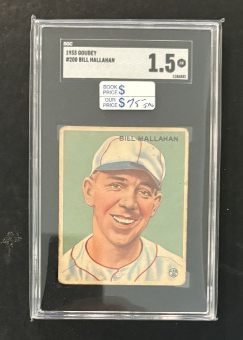 1933 GOUDEY BASEBALL CARD BILL HALLAHAN #200 SGC GRADED *1.5 * FAIR